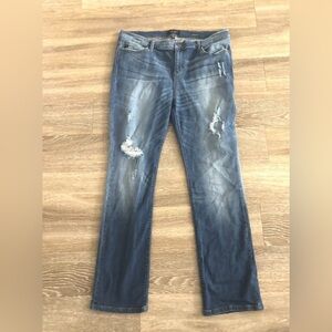 Judy blue Jeans Women’s Sz 1XL Straight fit distressed #JB8251MD Denim stretch